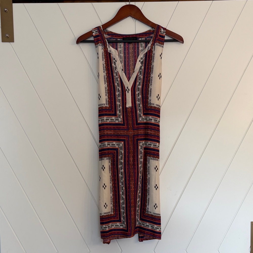 Sanctuary Cream and Red Patterned Midi Dress